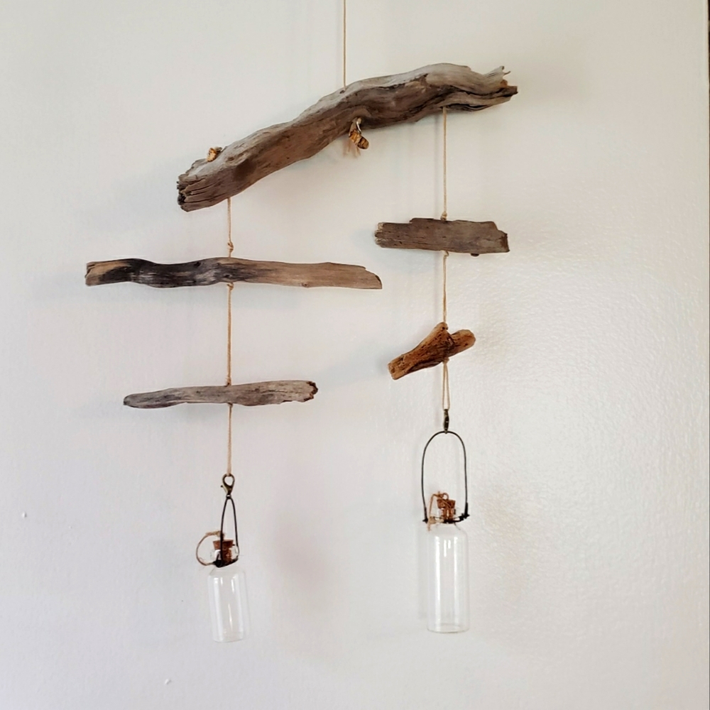 Driftwood plant propagation hanging mobile (handmade, for small cuttings)